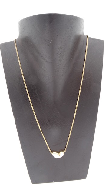 1 damesketting 585 goud met parelhanger