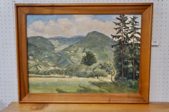 1 olieverfschilderij "Landschap" gesigneerd